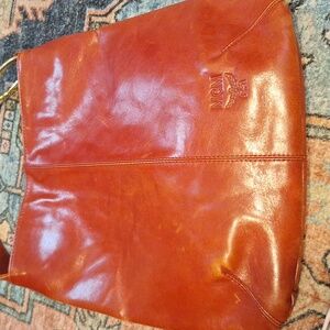 Rare MCM Red Leather Shoulder Bag with Satin Interior And Gold Plated Hardware